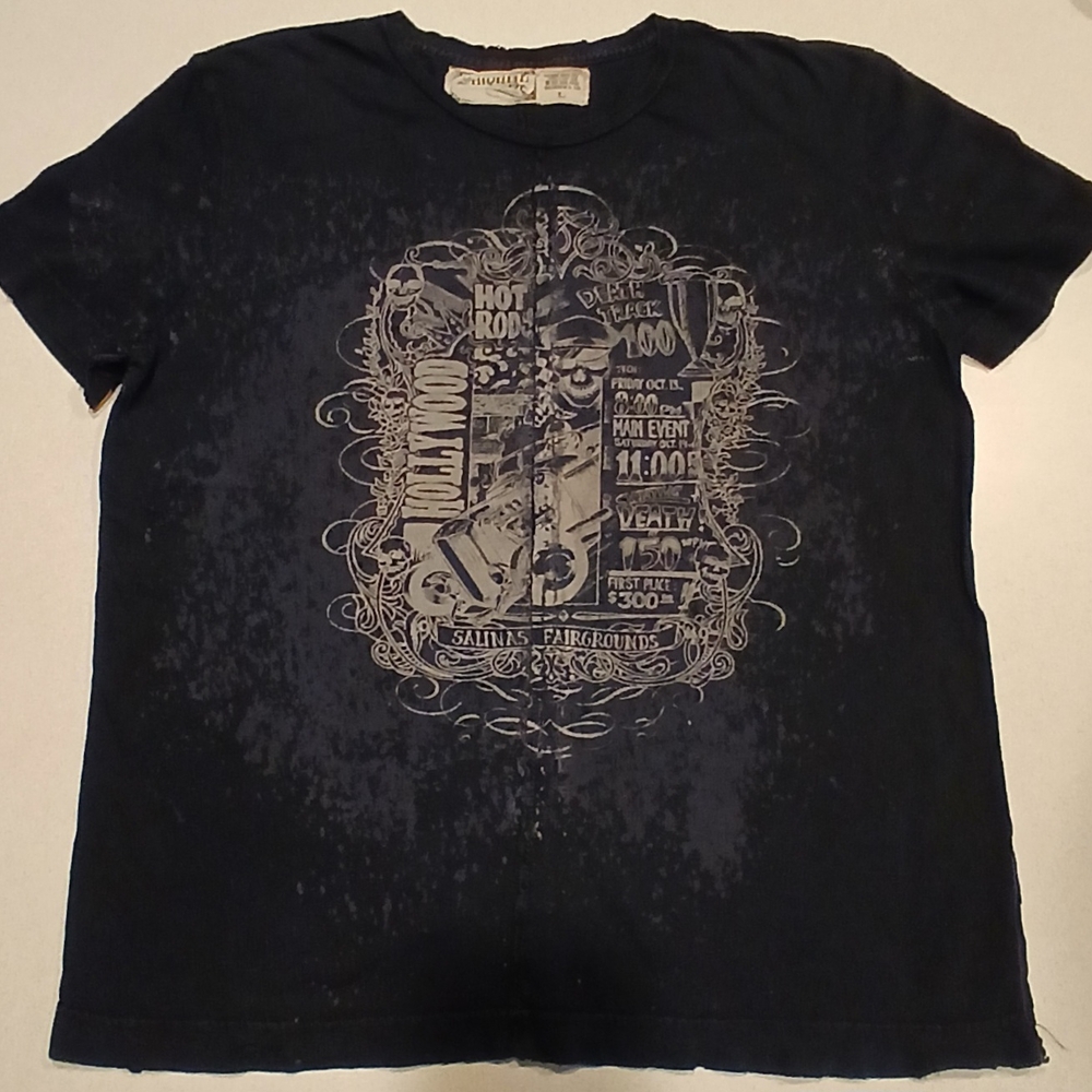 Vintage Salvage Destroyed Distressed Black Tshirt Double Side Graphic Men L Goth